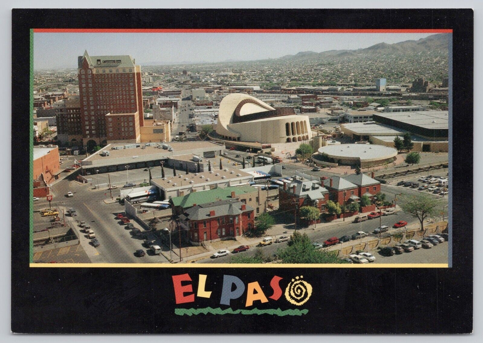 El Paso Texas, Downtown Aerial View, Vintage Postcard
