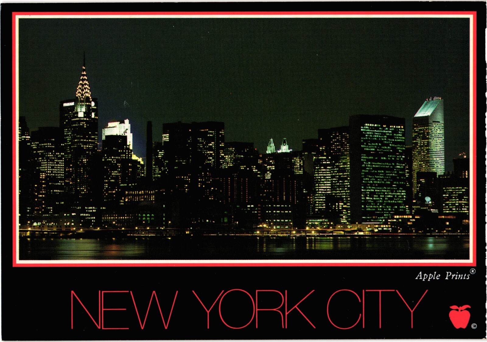 New York City – Midtown Skyline at Night Postcard Unposted