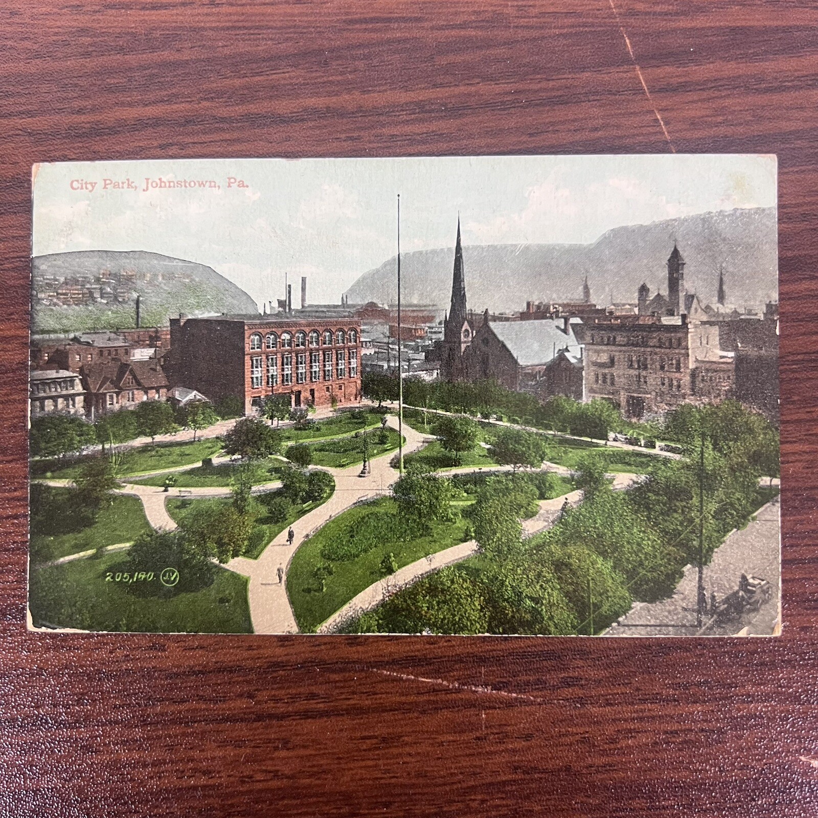 City Park Johnstown PA Postcard Stamped Posted Valentine & Sons Publishing