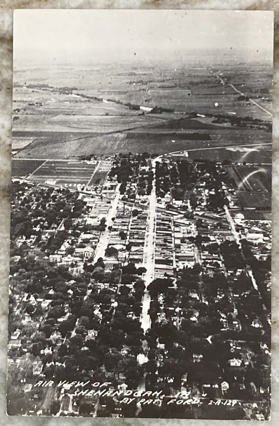 Air View of Shenandoah Iowa by Pat Ford EKC Postcard RPPC 510