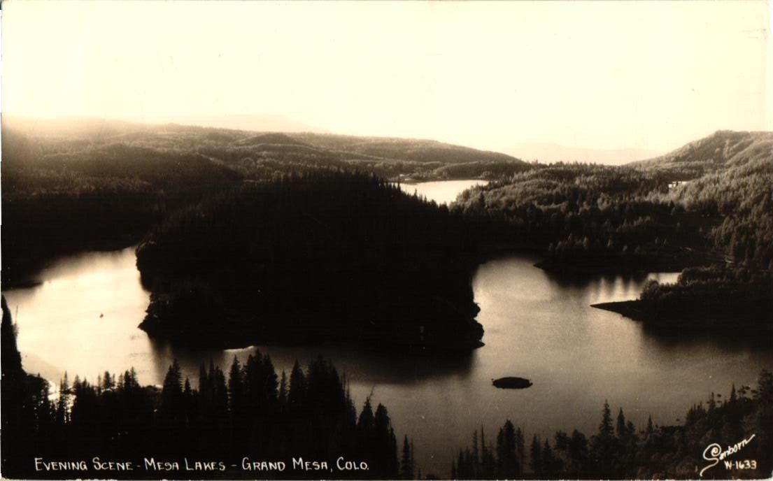Postcard RPPC, Evening Scene, Mesa Lakes, Grand Mesa, Colorado