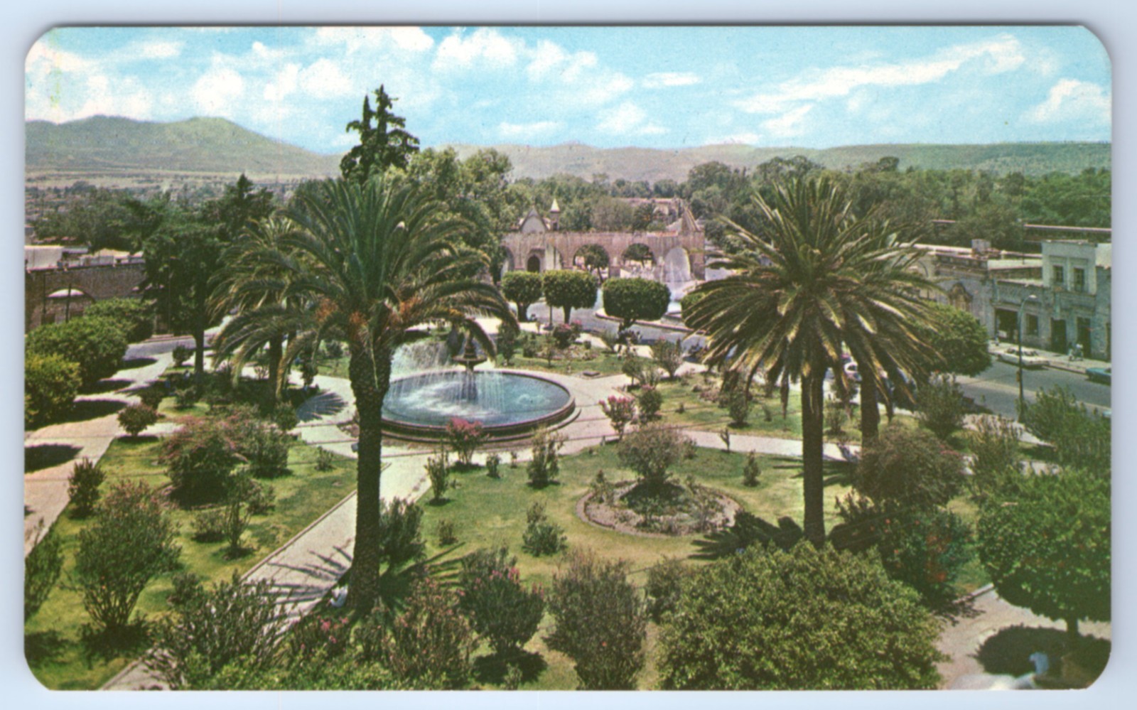 Vintage Postcard Fountain Garden Of Villalongin Morelia Michoacan Mexico
