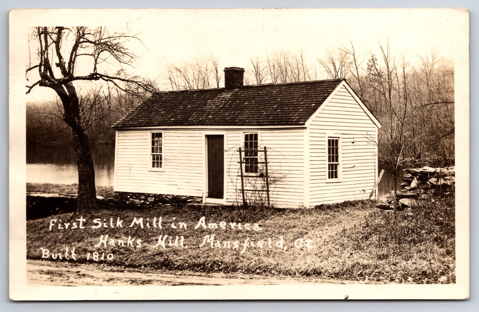 First Silk Mill in the US Hanks Hill Mansfield Connecticut c1930 Real Photo RPPC