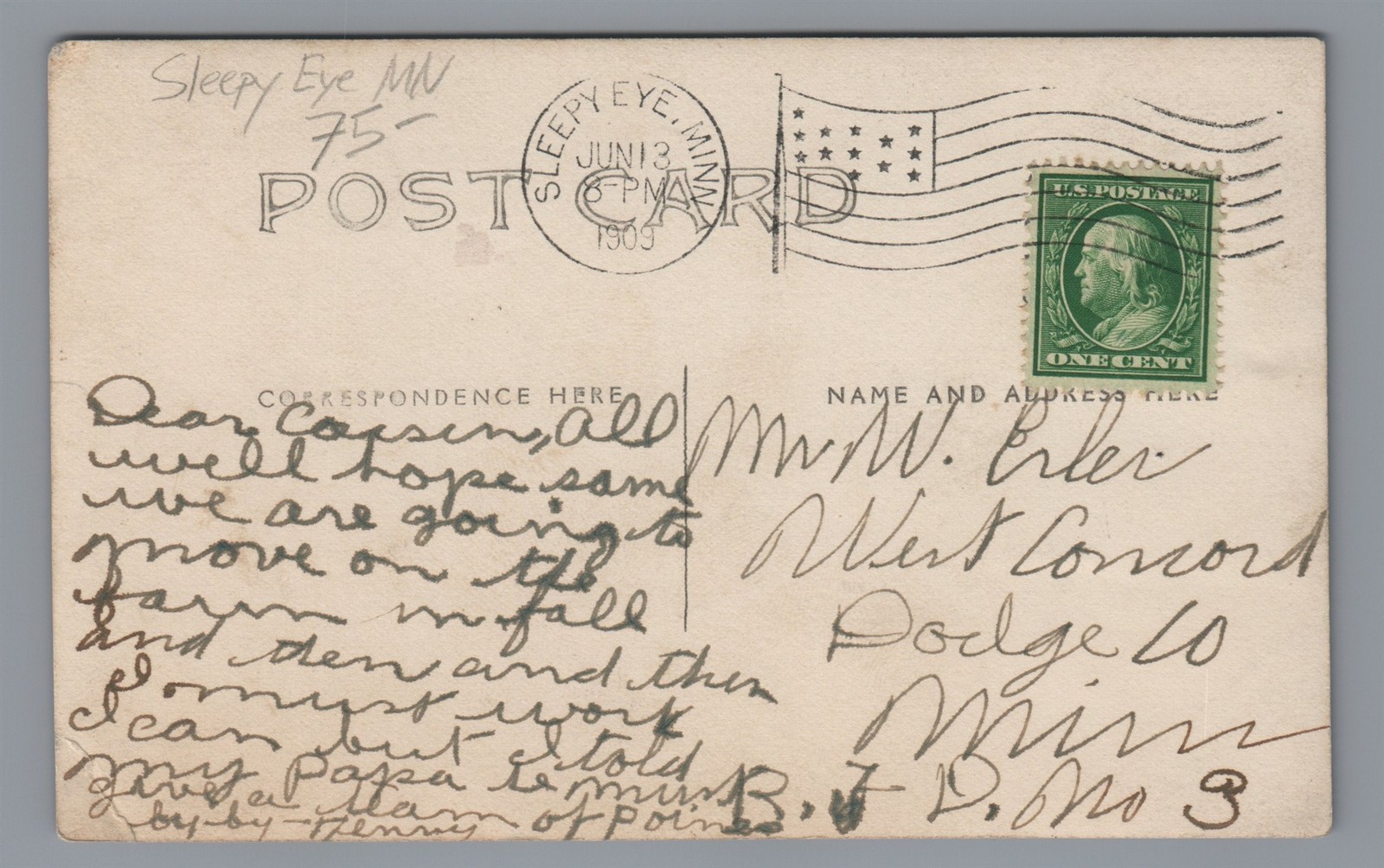 RPPC Balloon Early Aviation SLEEPY EYE MN Minnesota Vintage Real Photo Postcard