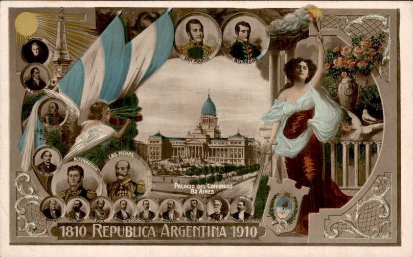 Argentina – 100 Years Republic Argentina – Vintage Postcard, Stamp