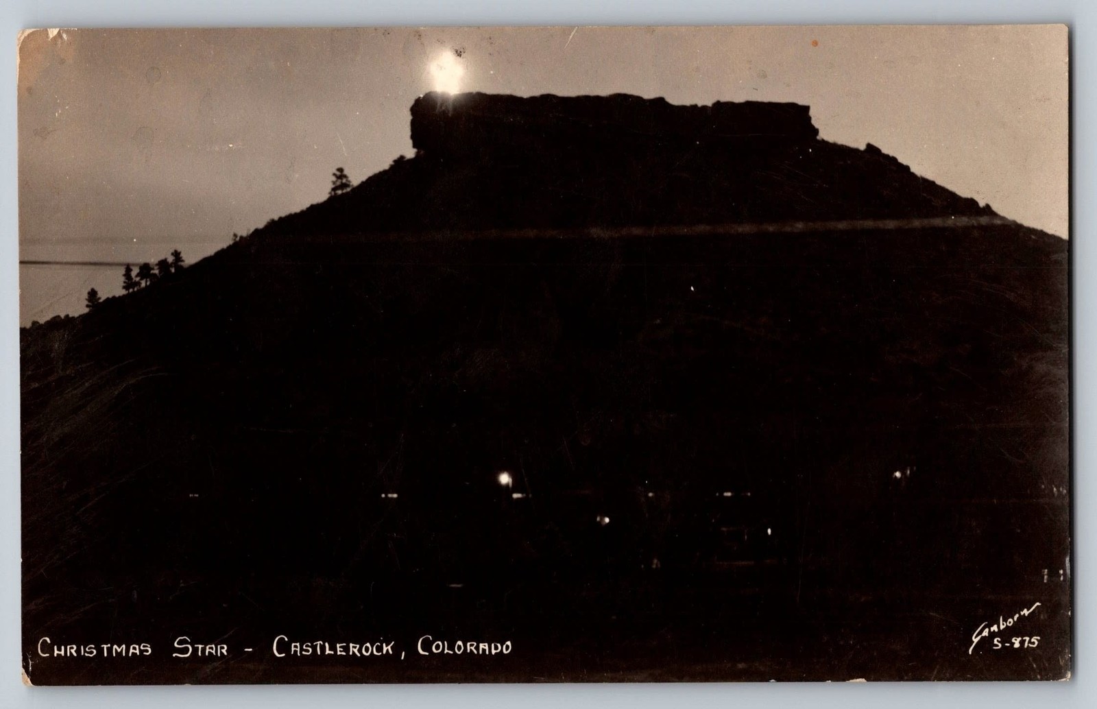 Castle Rock Castle Rock CO Colorado RPPC Postcard 1930s Christmas Star