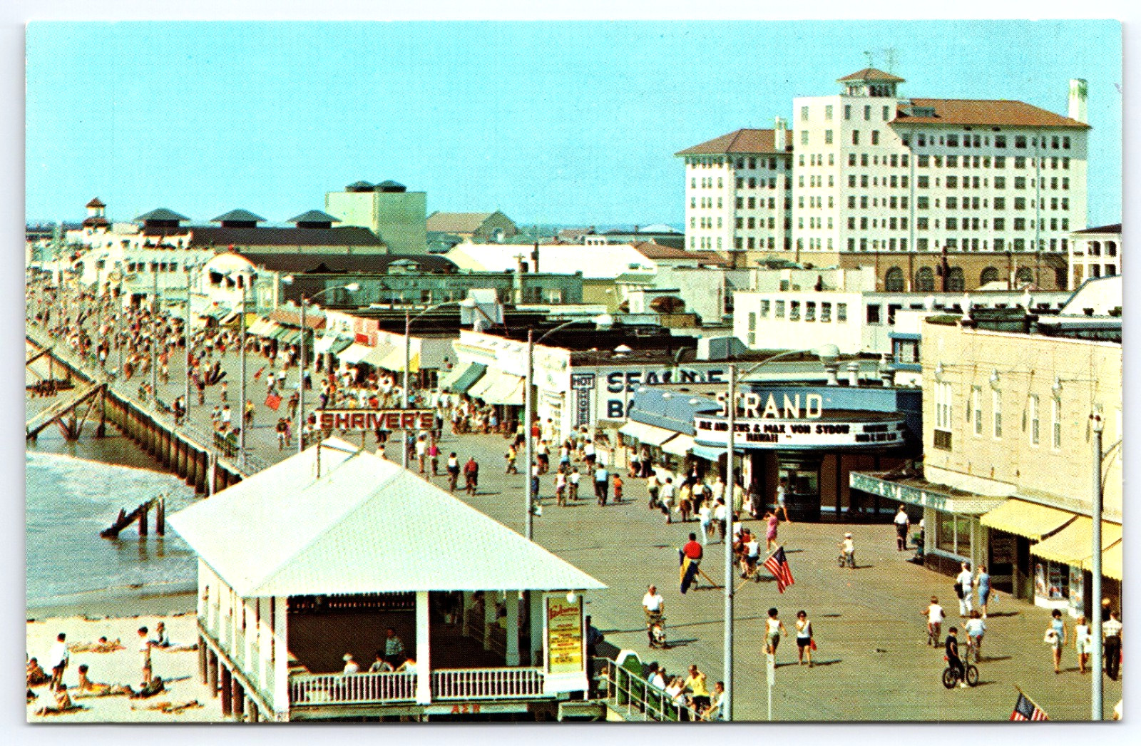 Ocean City New Jersey NJ City Skyline Boardwalk People Vintage Photo Postcard