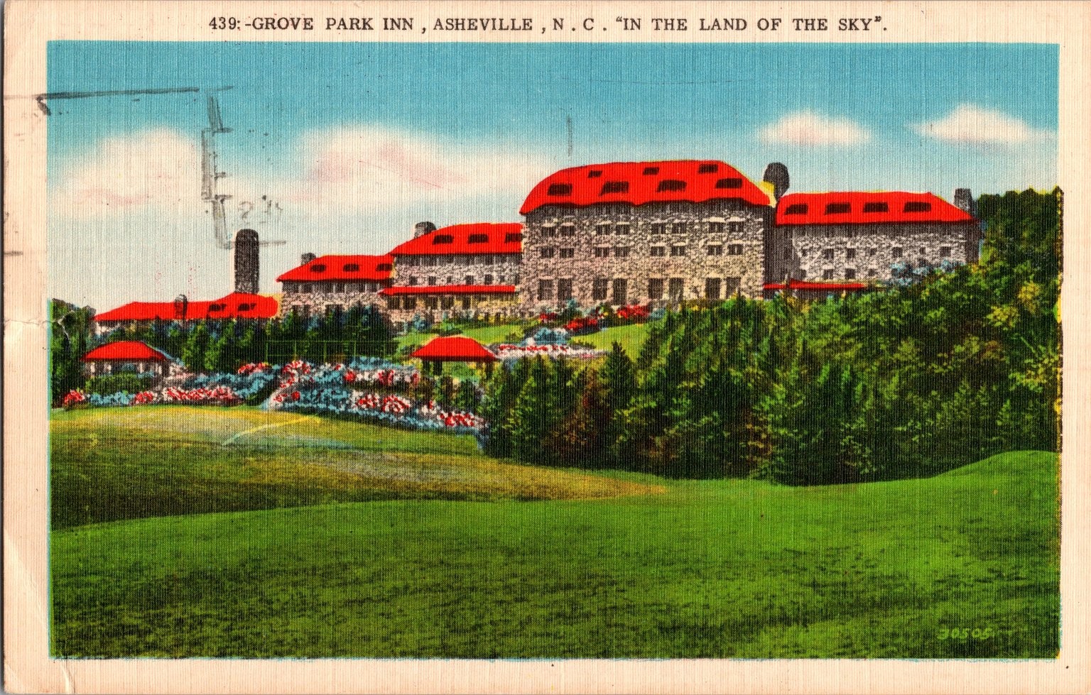Asheville Postcard Grove Park Inn NC Topographical Vintage Scenic