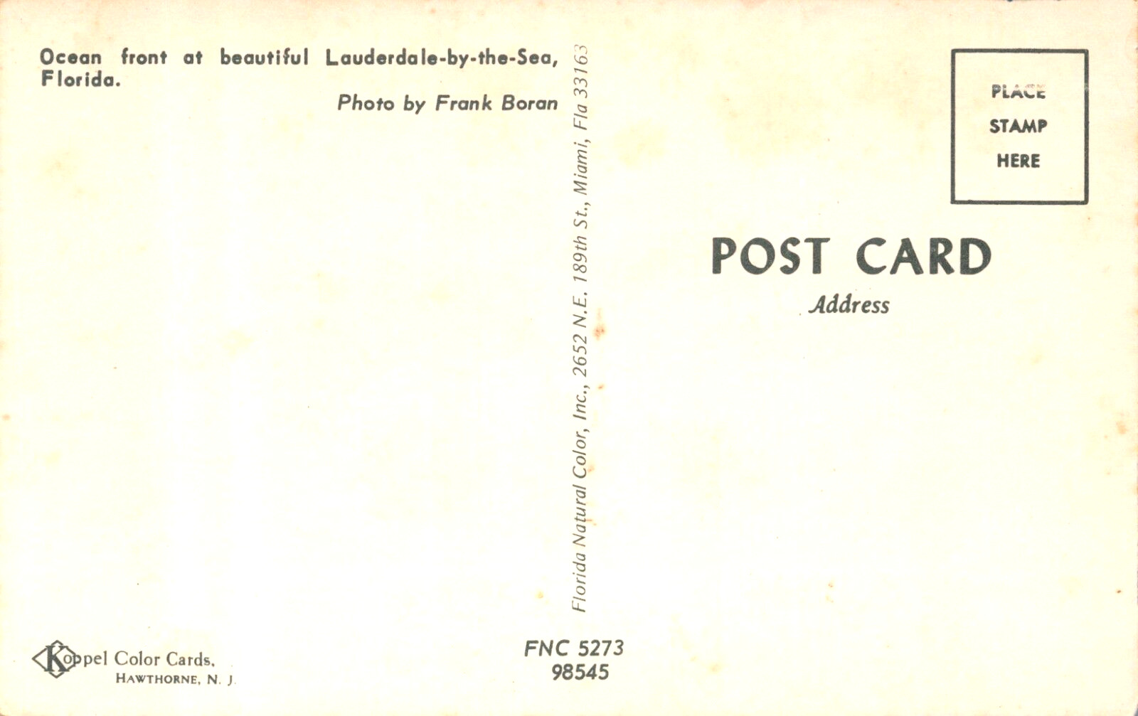 1967 Chevrolet Impala Parked Villa Serena Private Beach FL Vtg Postcard CP387