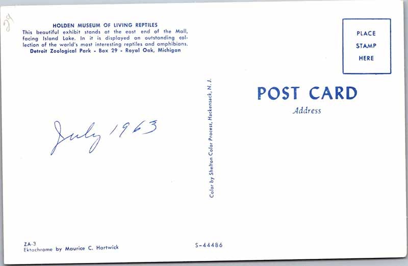 Postcard ZOO SCENE Royal Oak Michigan MI j/16 AM8863