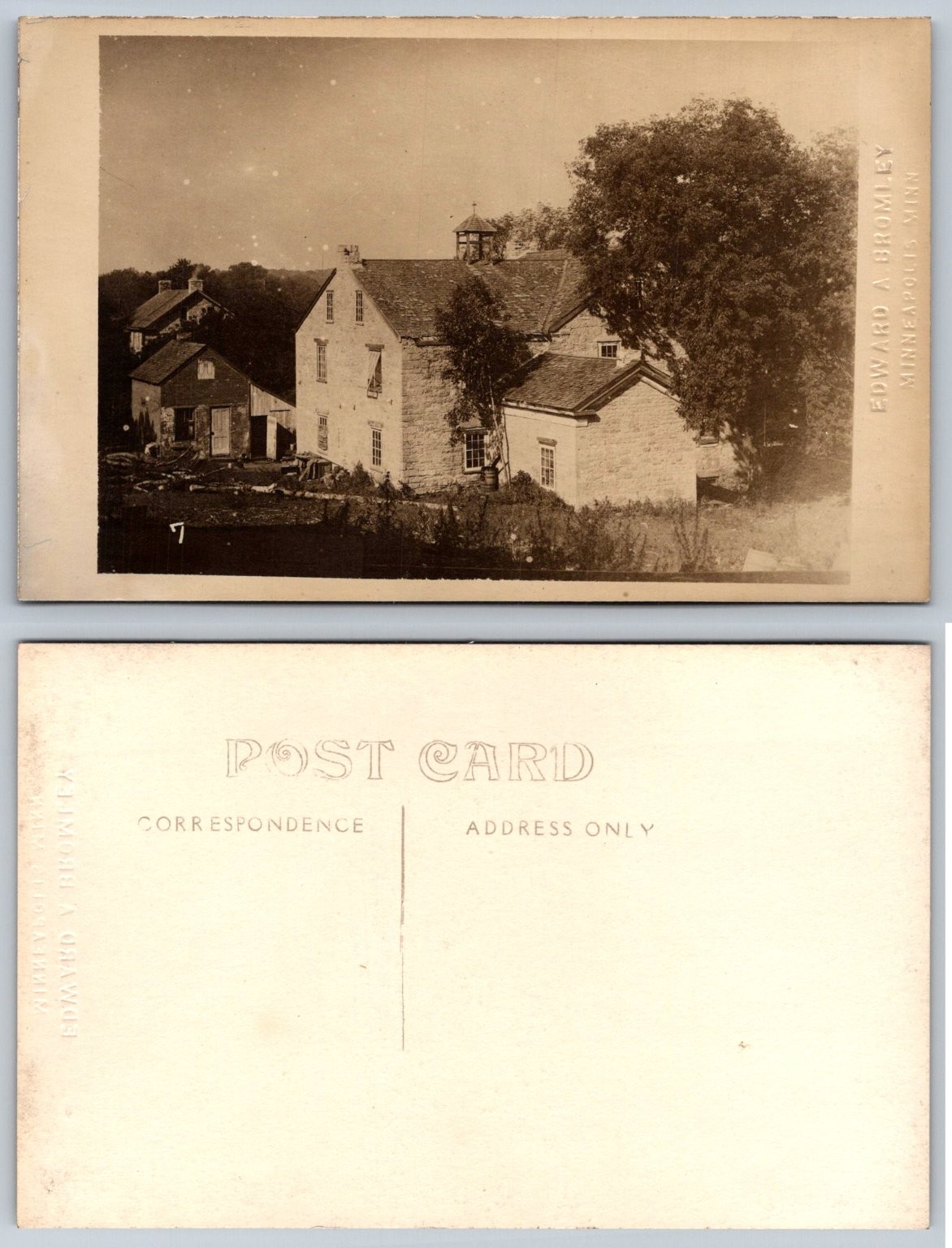 Edward Bromley RPPC Old Stone Buildings Farm Minneapolis MN Postcard