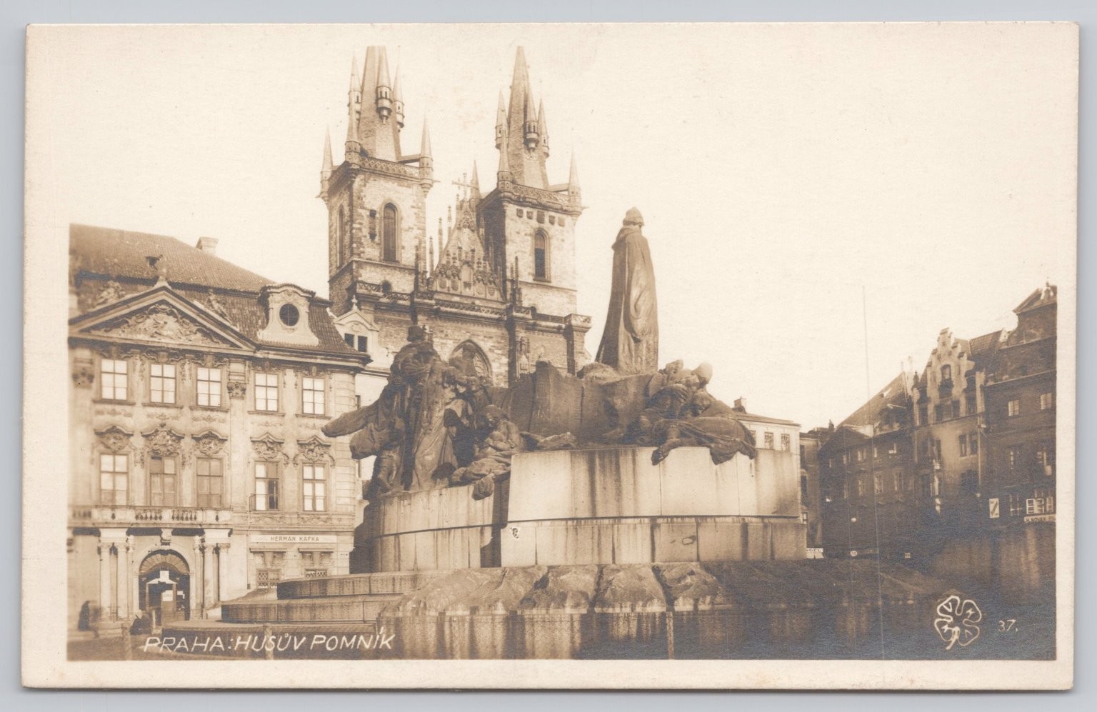 Praha Husv Pomník Real Photo Postcard Czech Republic Historic Monument