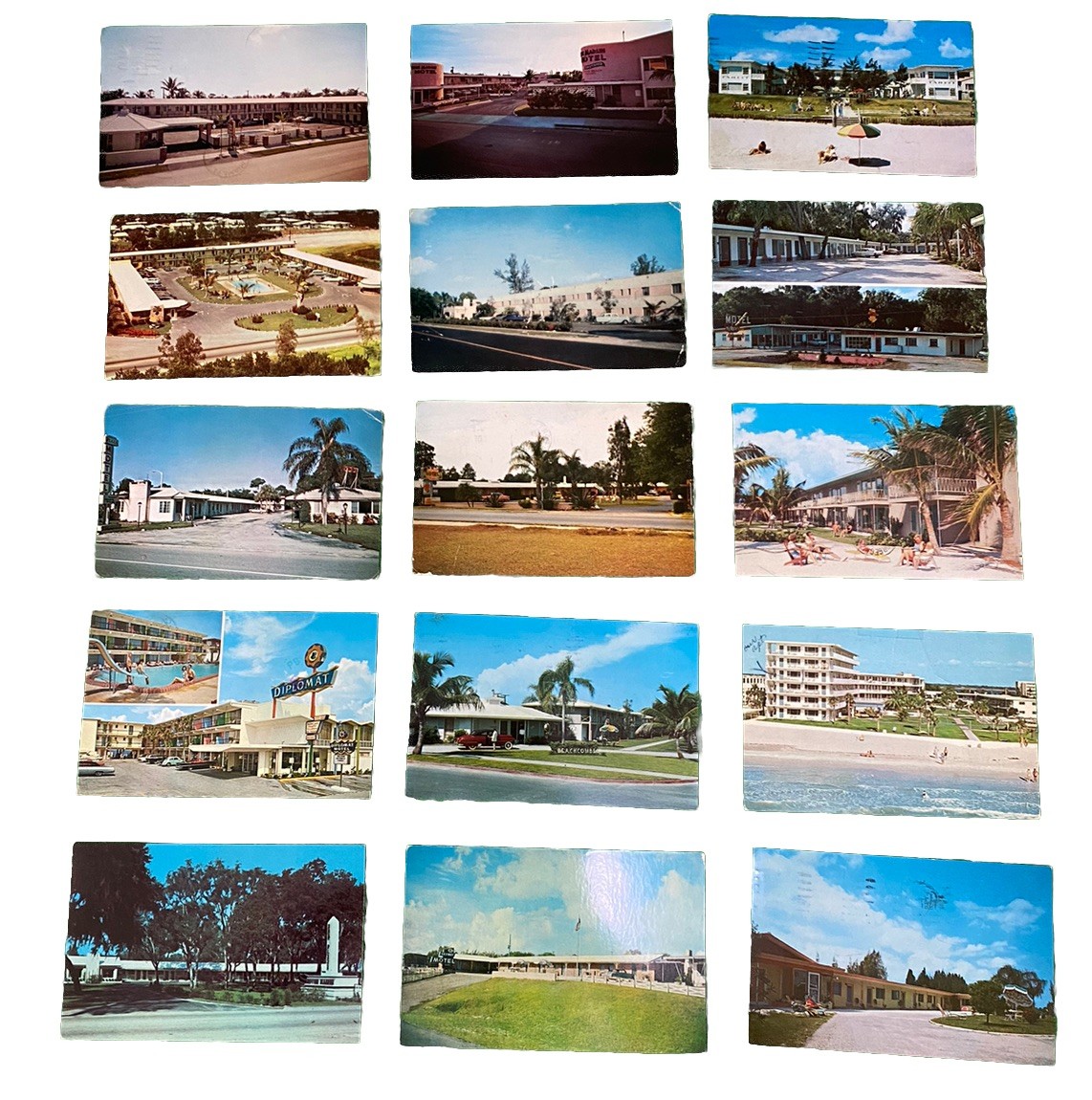 1950s-70s Florida Motels, Classic Cars ~ Collection Lot of 15 Vintage Postcards