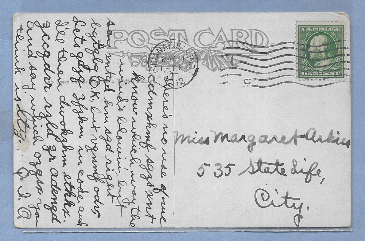 VINTAGE POSTCARD THE CAT IS OUT THE BAG B&W POSTED 1912 cats4