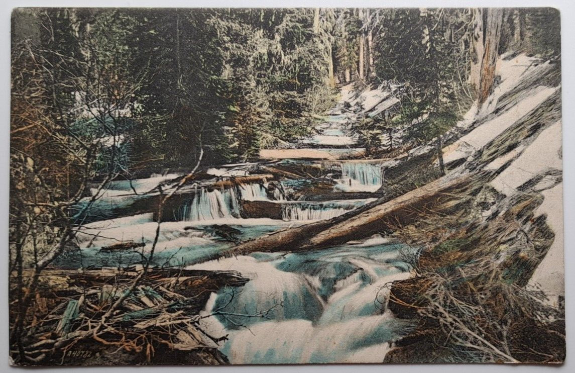 Antique 1900s – Placer Creek Wallace Idaho Waterfall Scenic Forest Scene