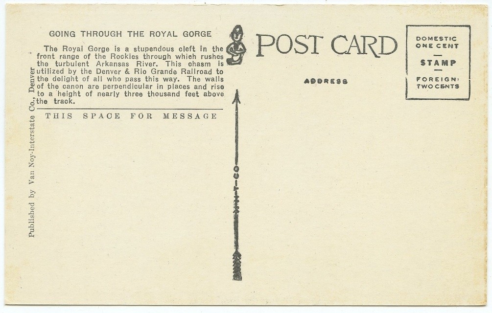 Railway Going Through Royal Gorge Co Vintage Postcard Colorado White Border