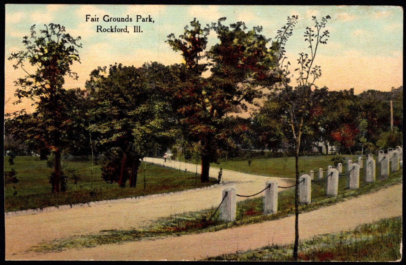Postcard Fair Grounds Park, Rockford, IL Antique Chrome-Like