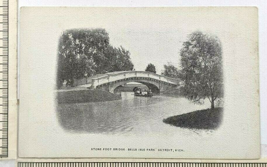 1900s Detroit News Daily Newspaper Souvenir Postcard Belle Isle Park Bridge Vtg