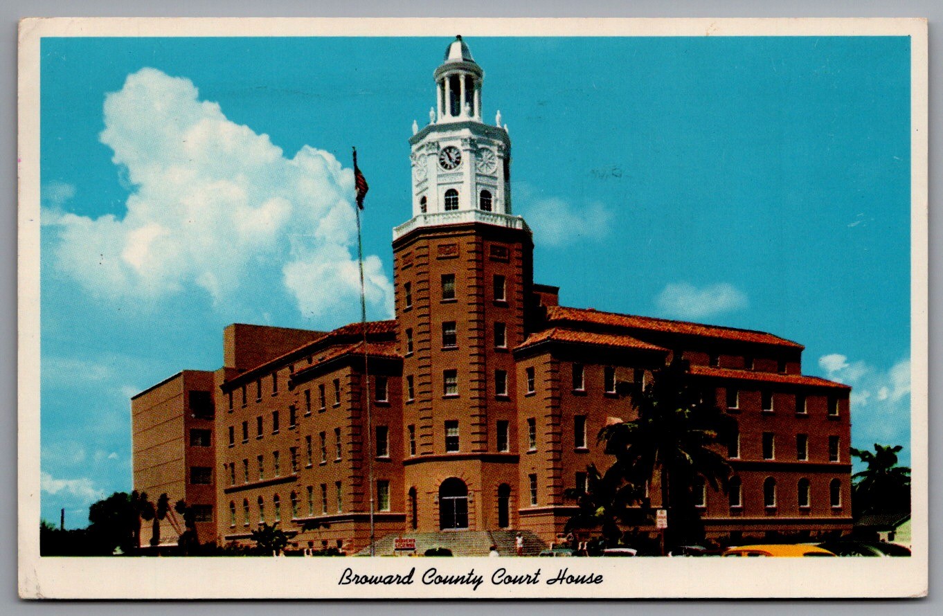 Broward County Court House Fort Lauderdale Florida 1954 Postcard Curteichcolor