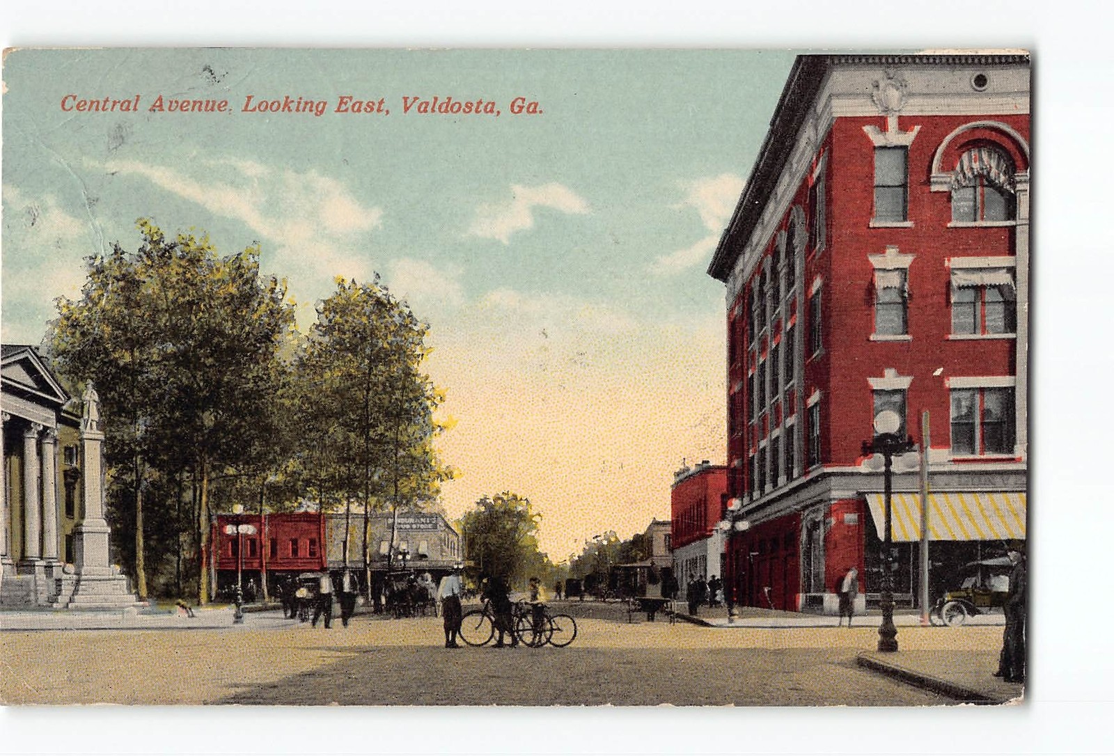 Valdosta Georgia GA Postcard 1914 Central Avenue Looking East