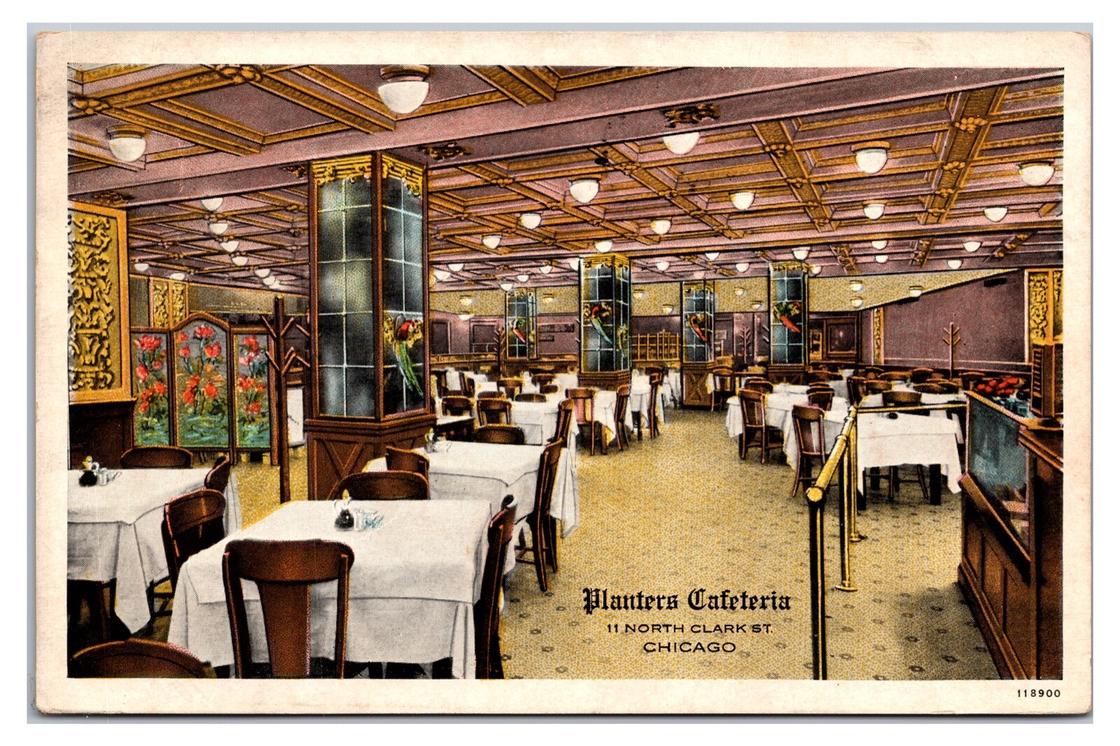 Vintage 1920s- Planters Cafeteria, Chicago, Illinois, Postcard (Posted 1929)