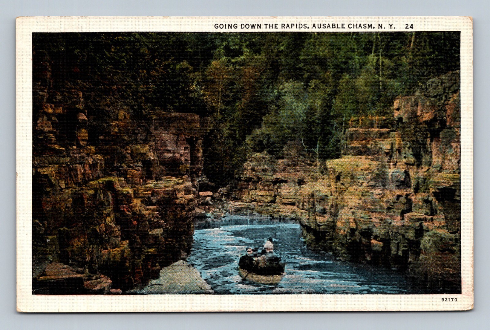 Postcard Going Down the Rapids Ausable Chasm N.Y. New York