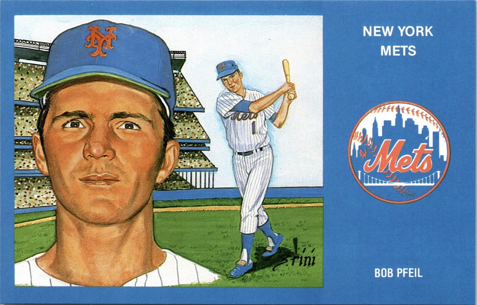 Vtg Postcard 1969 New York Mets Infielder Bob Pfeil MLB 5000 Limited Issue New
