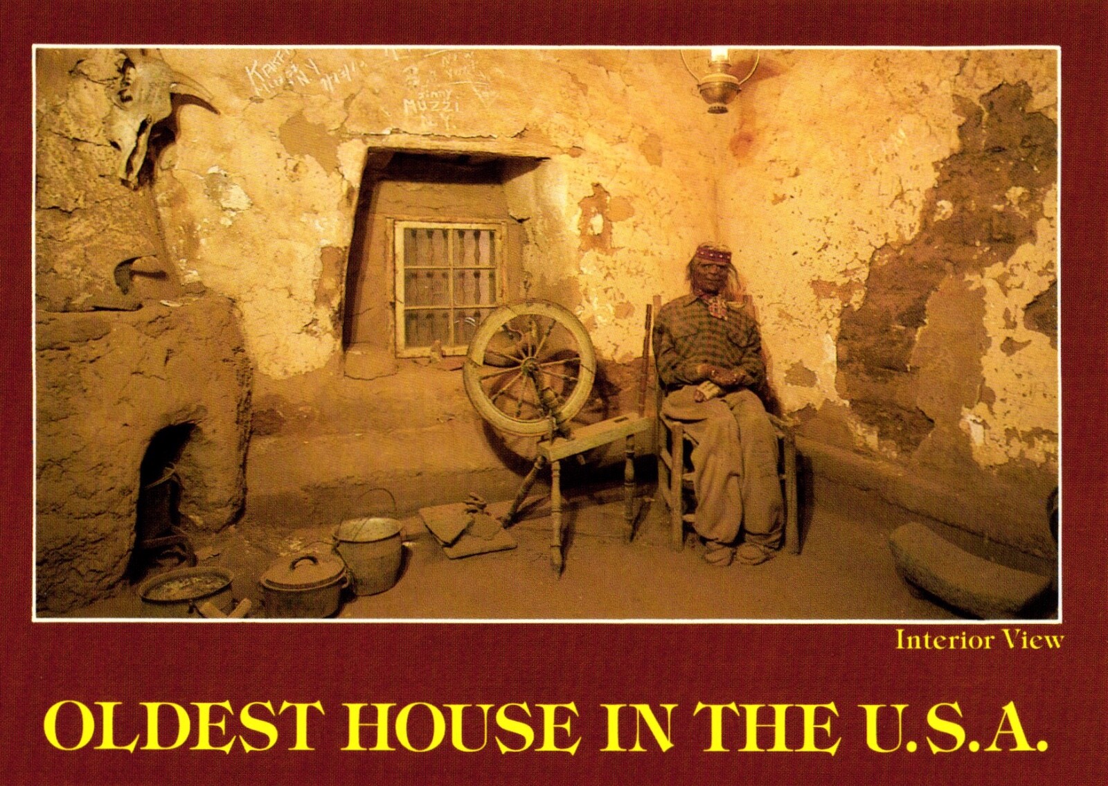 Oldest House in the USA Interior View Santa Fe New Mexico Postcard Unposted
