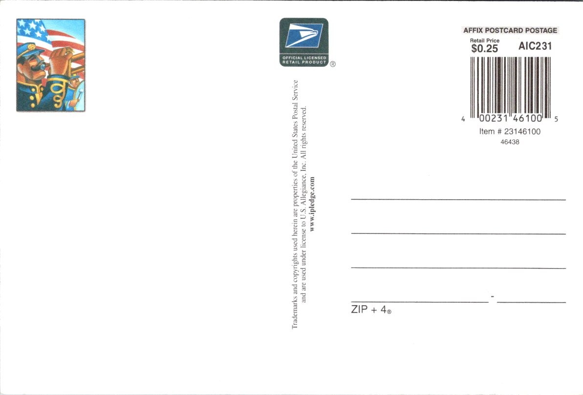 USA 32 Cent Stamp The Stars and Stripes Forever Continental Postcard A404