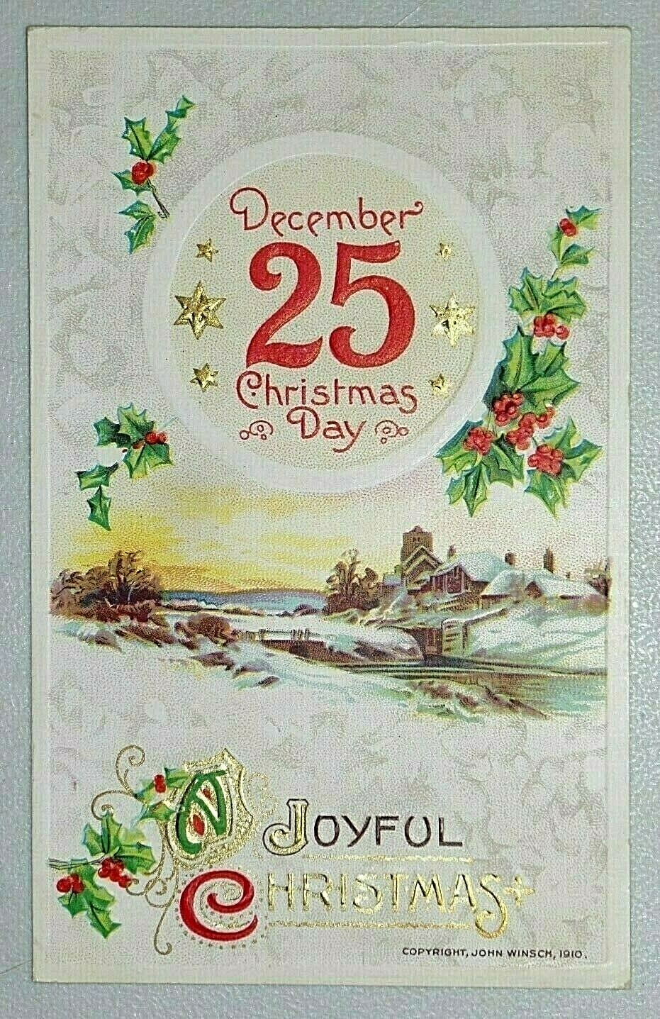 A Joyful Christmas John Winsch Vintage Embossed DB 1911 Postcard 5746