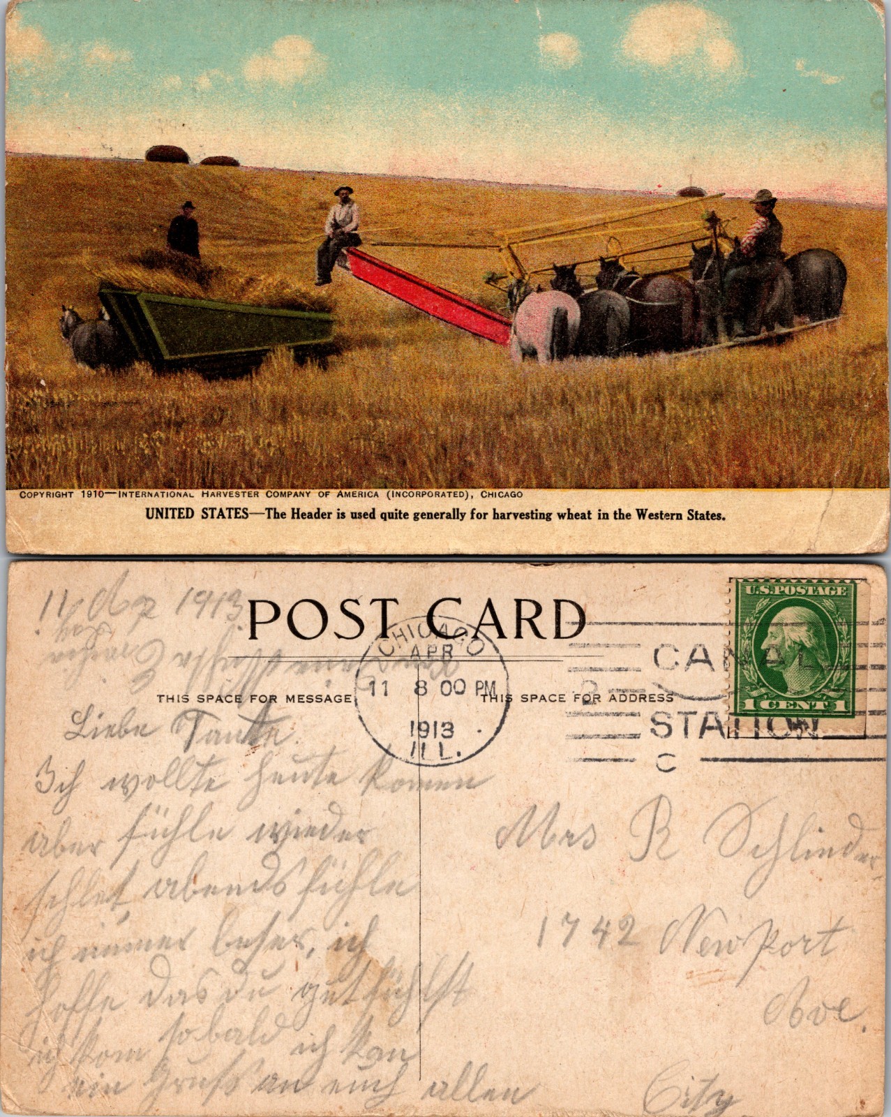United States Wheat Harvesting in the Western States Postcard