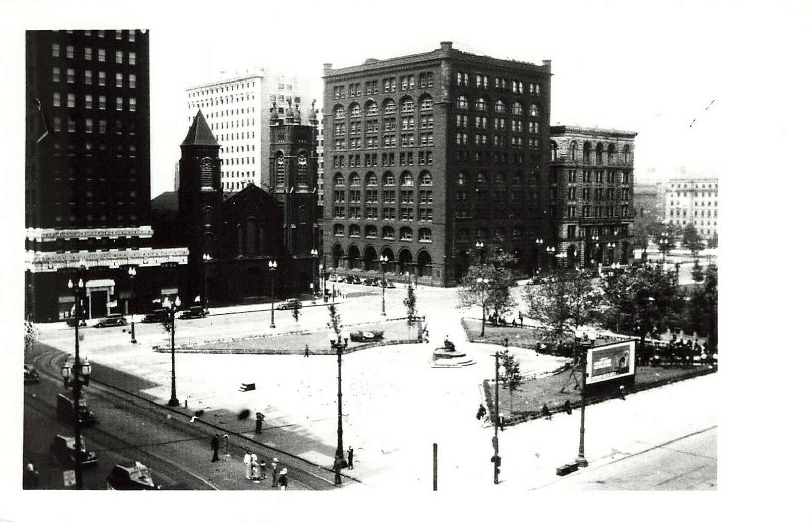 DOWNTOWN SQUARE SCENE REAL PHOTO POSTCARD BUFFALO NY NEW YORK RPPC