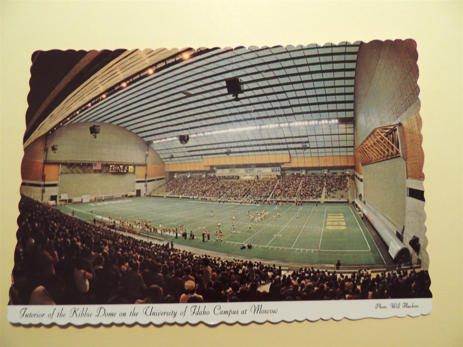Kibbie Dome University of Idaho Moscow Idaho vtg postcard interior view 1975