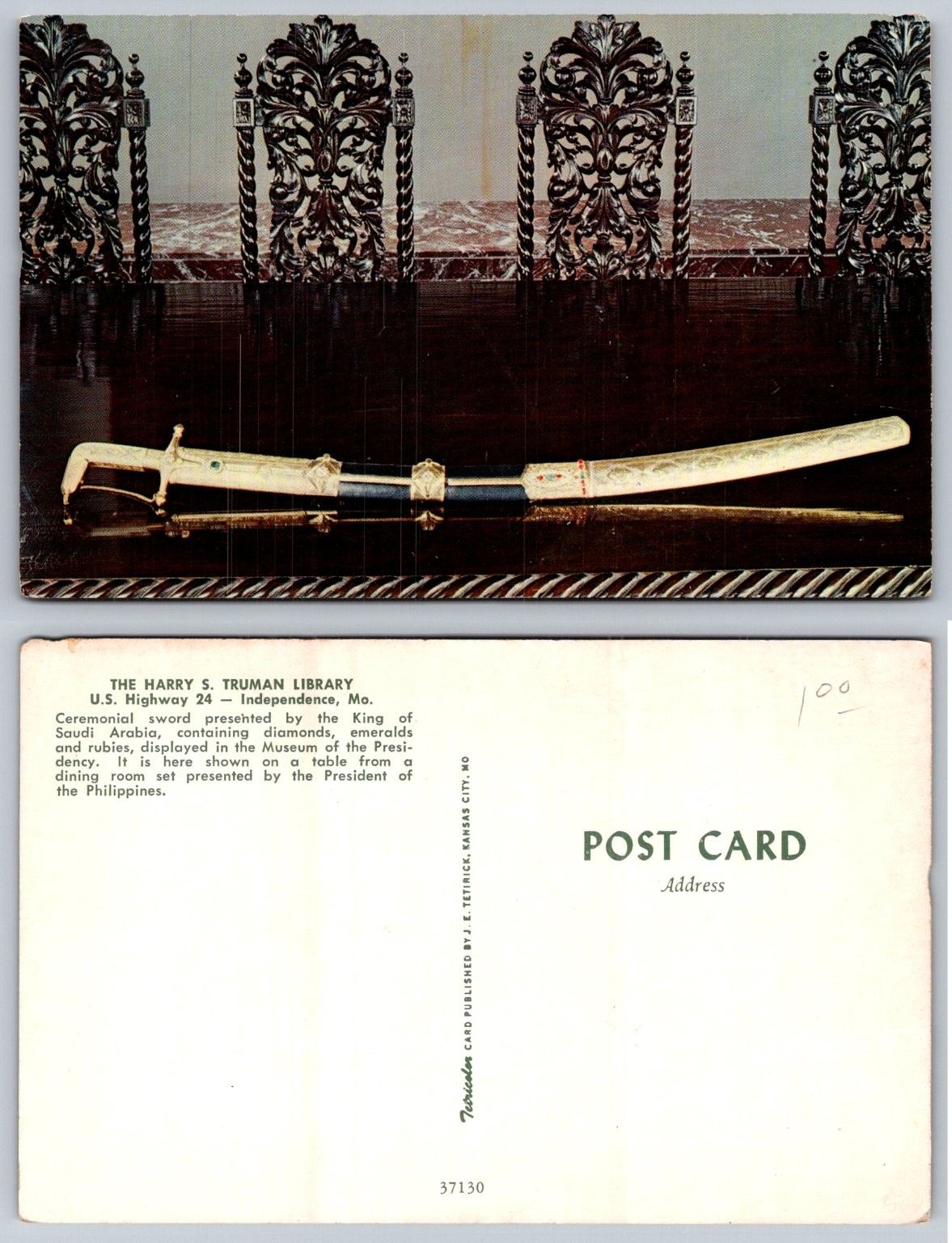 Truman Library Independence MO Saudi Arabian Sword Philippines Table Postcard