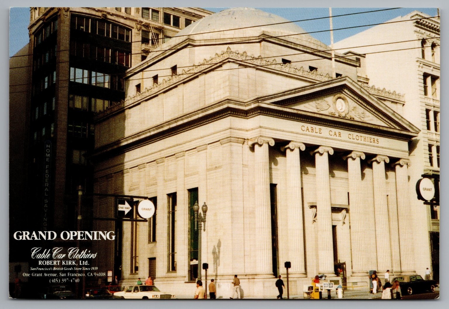 San Francisco Cable Car Clothiers Grand Opening Grant Ave Advertising Postcard