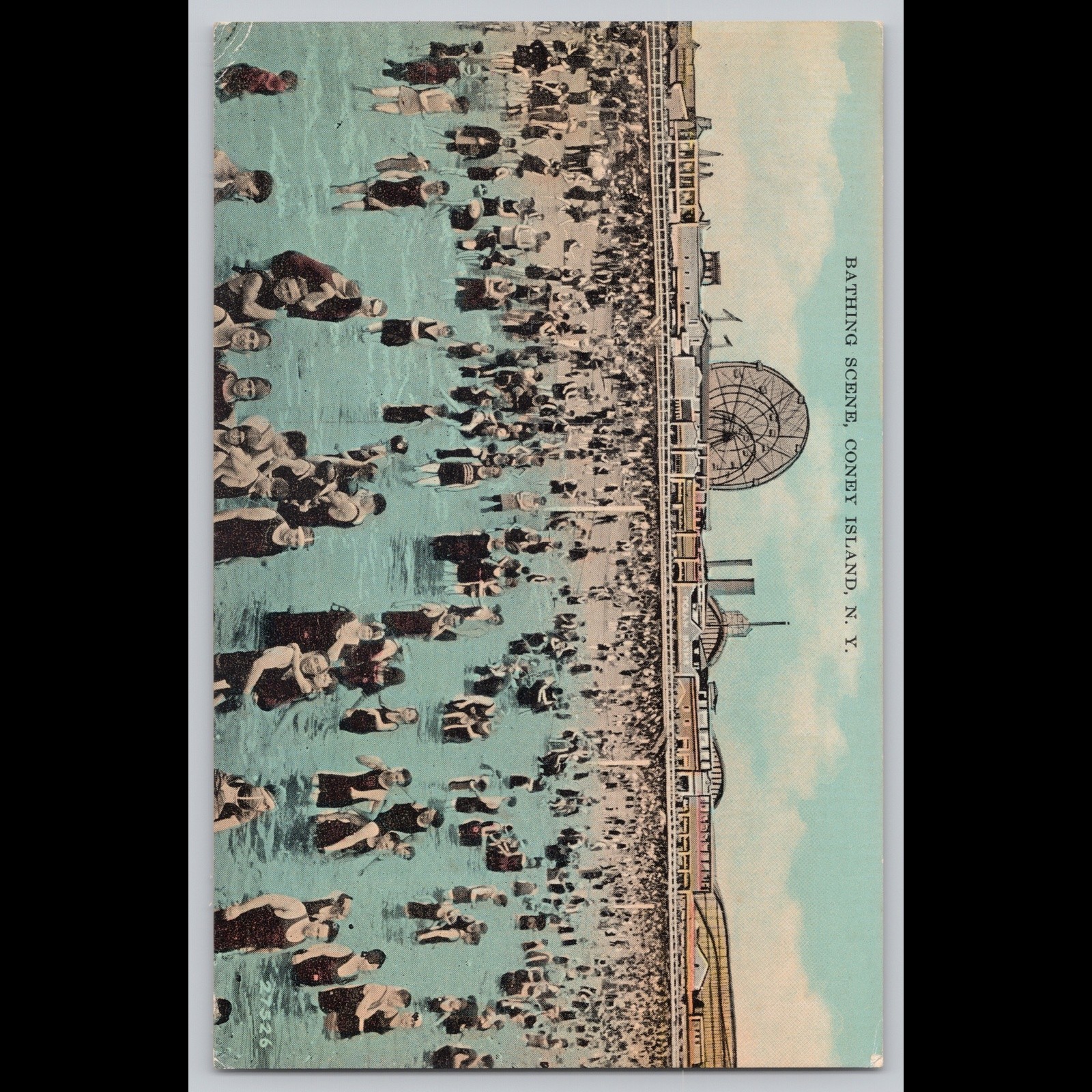 Antique Postcard Bathing Scene Coney Island NY Manhattan Post Card Co.