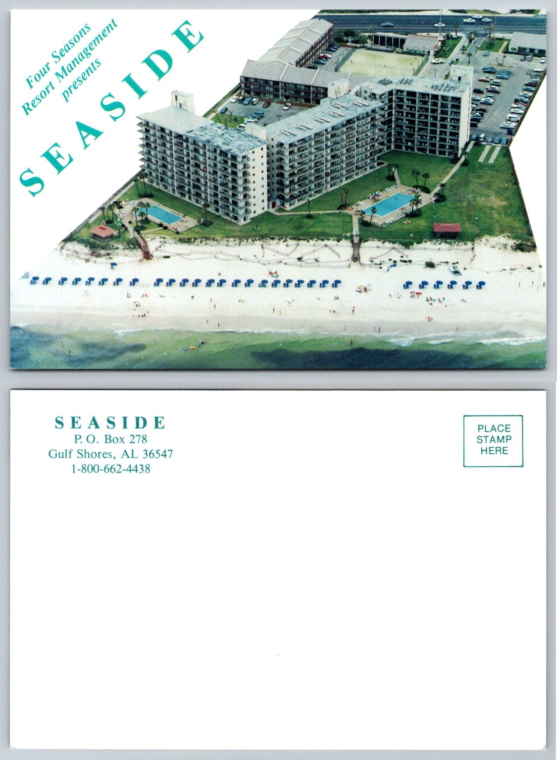Seaside Resort Gulf Shores AL Aerial View Beach Pools Chrome Postcard