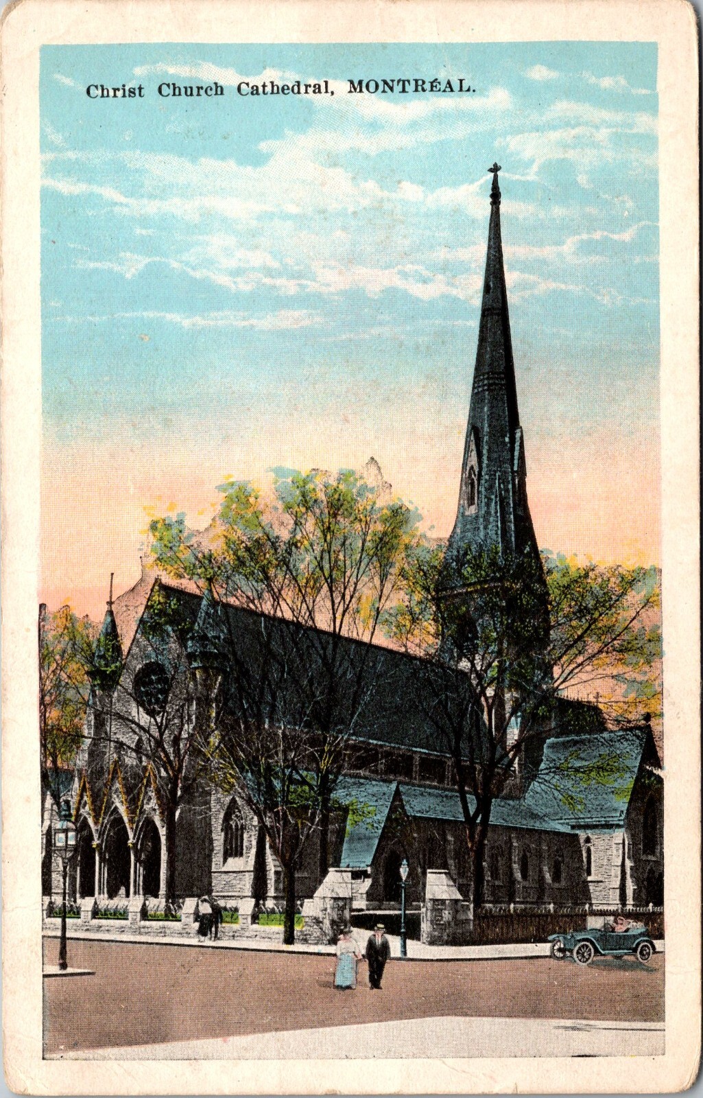 Montreal Quebec Christ Church Cathedral Postcard QC Posted Split Ring