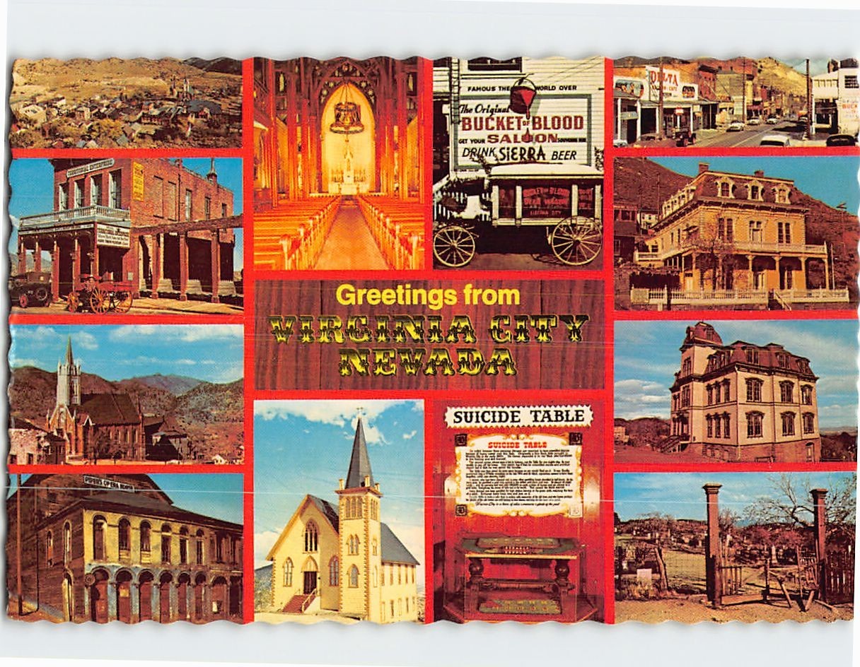 Postcard Scenes & Views Greetings from Virginia City Nevada USA