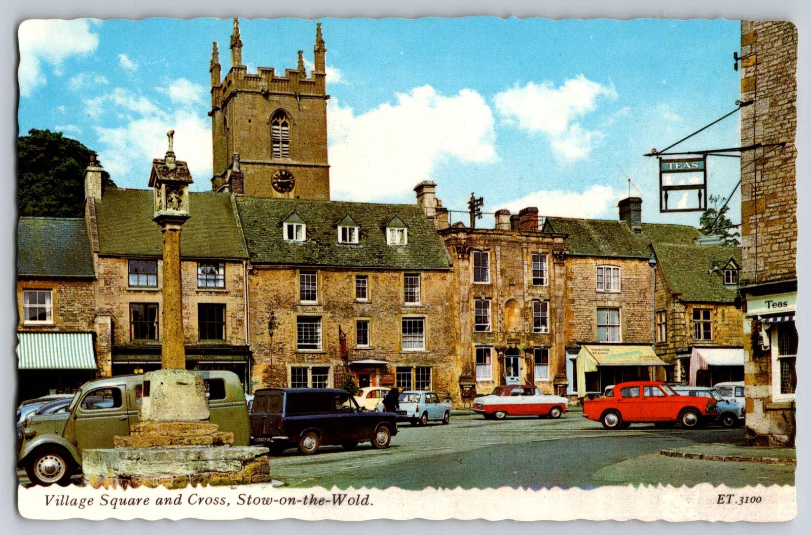 Postcard Village Square & Cross Stow on the Wold Gloucestershire, England B 19