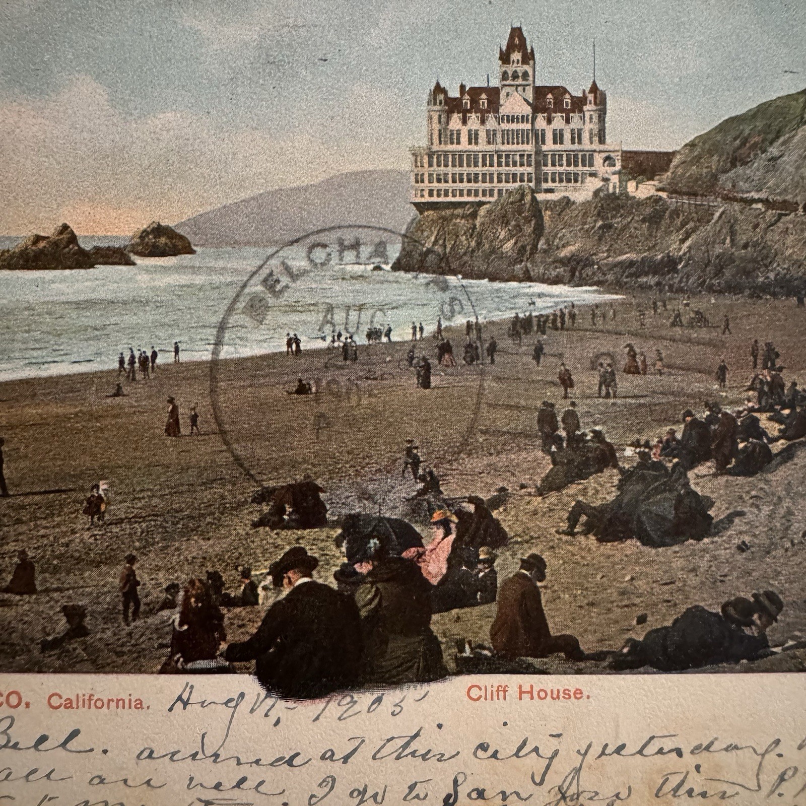 1905 San Francisco Cliff House Beach Postcard Undivided Back Franklin Stamp