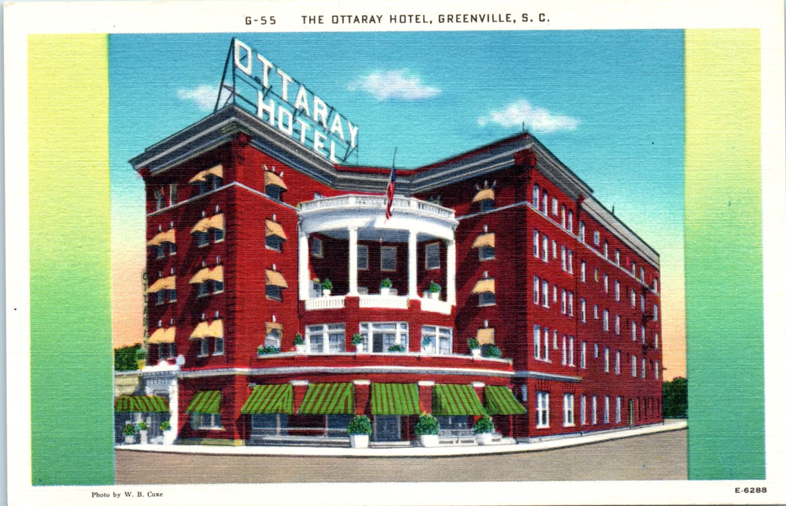 Postcard Vintage The Ottaray Hotel Greenville South Carolina 5.5×3.5 inches USA
