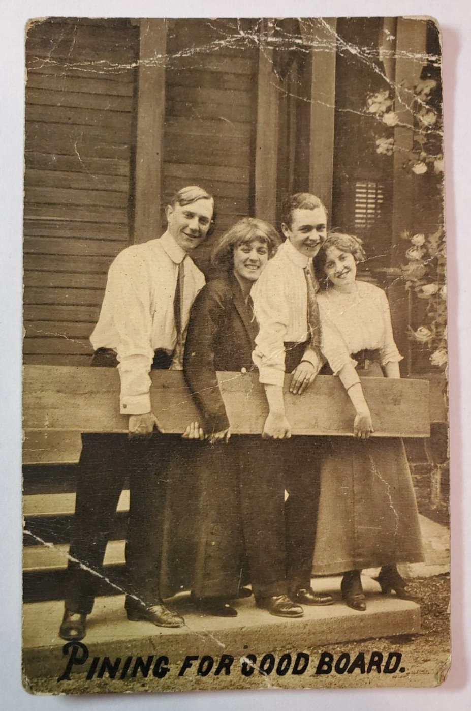 Pining For Good Wood – Postcard/Unposted/Written Message – Black & White -Satire