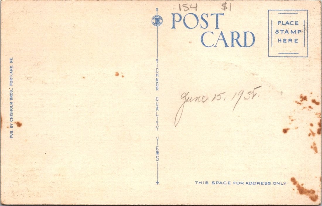 Vintage Moonlight Bay of Naples Maine Postcard by Chisholm Bros