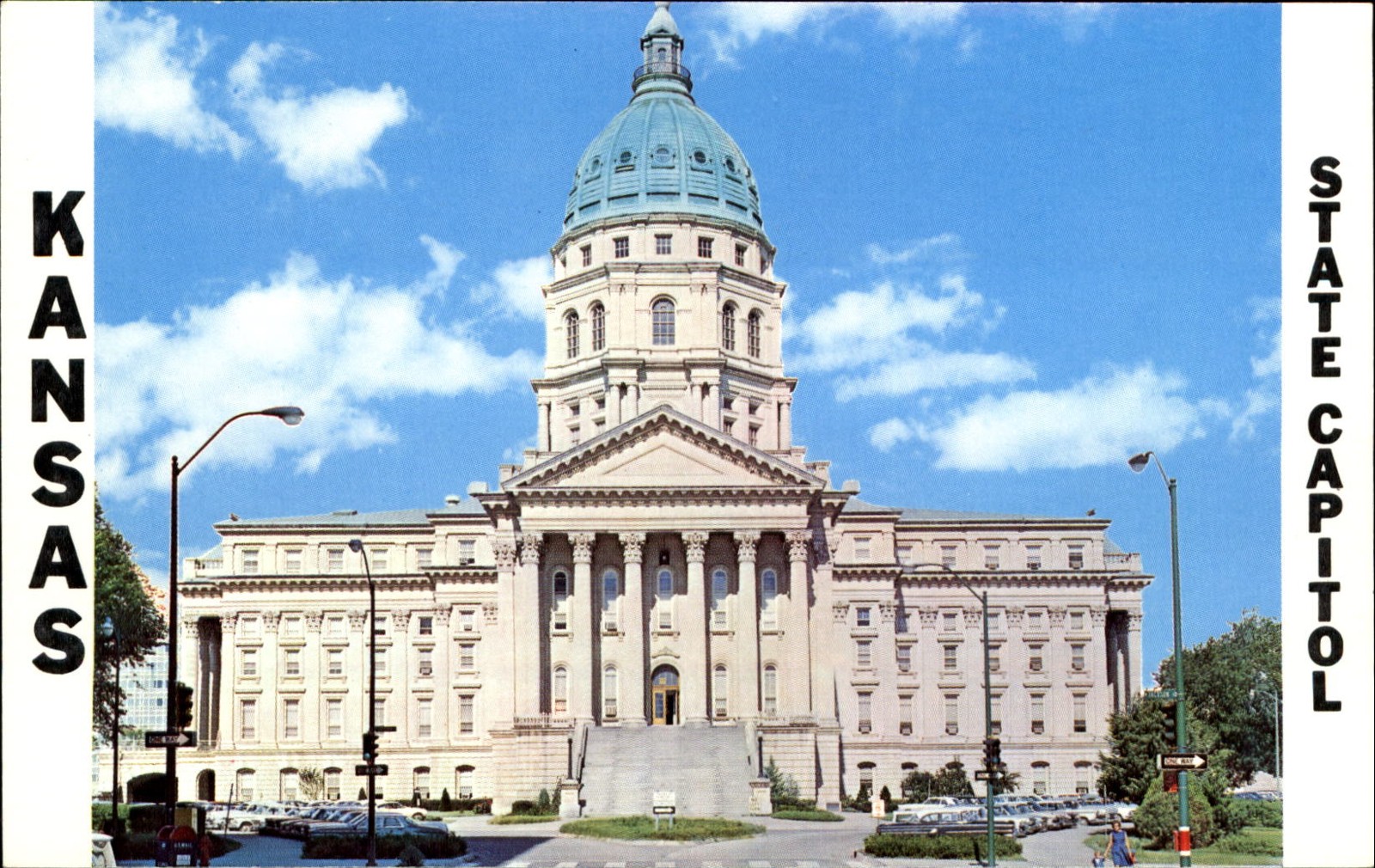 Kansas State Capitol ~ Topeka Kansas KS ~ East view from 9th Street ~ 1970s cars