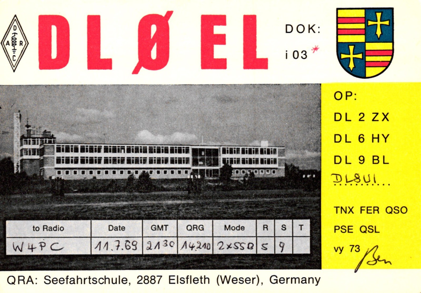 Elsfleth Germany DL0EL QSL Radio Postcard
