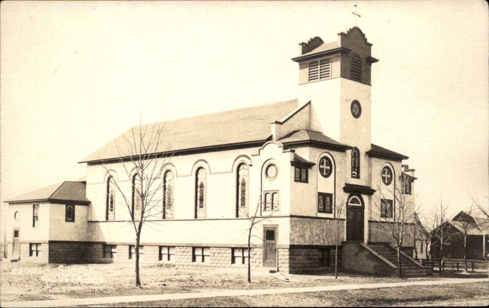 Augusta Wisconsin WI Catholic Church c1910s Real Photo Vintage Postcard