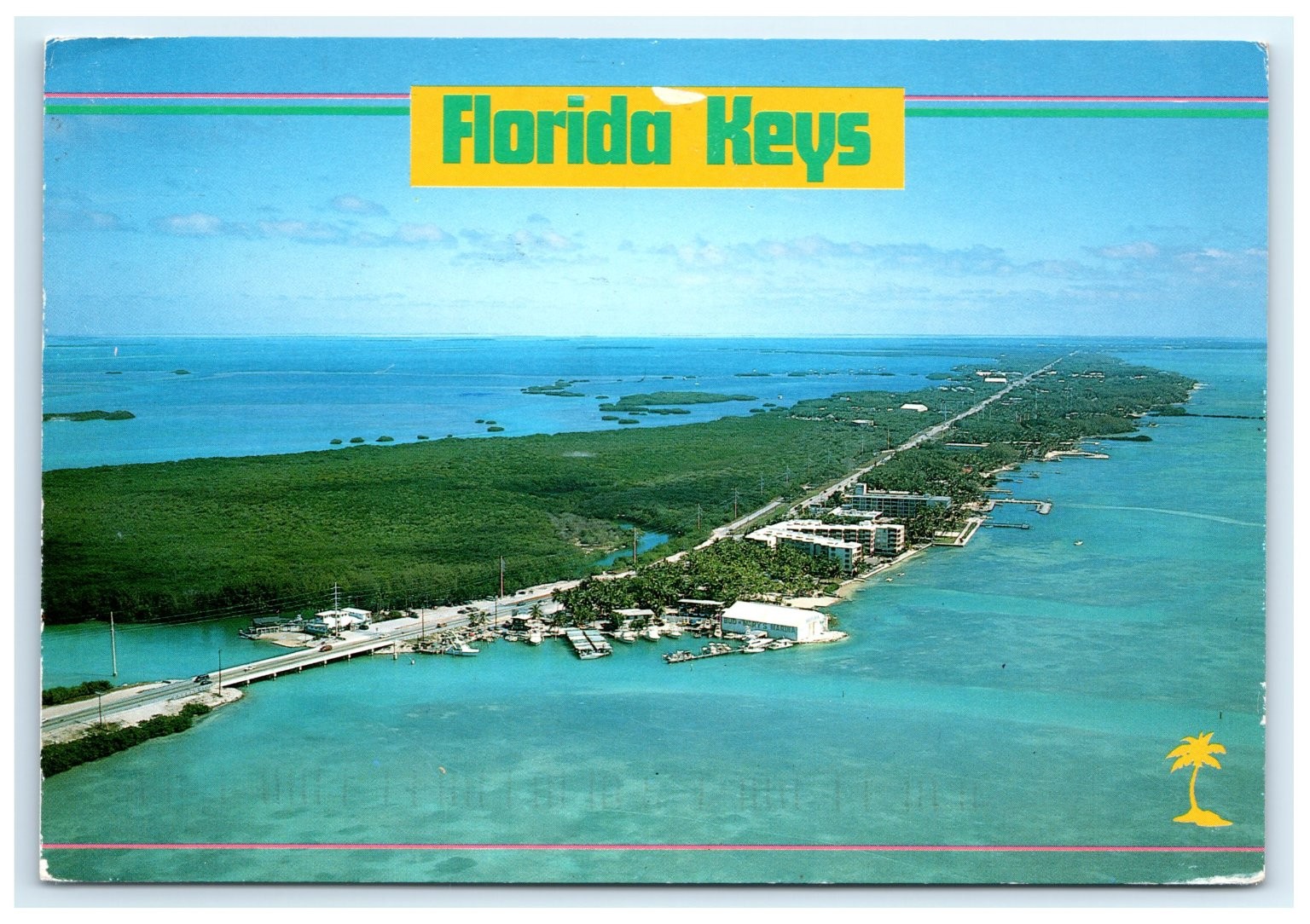 Vintage Islamorada Aerial View Florida Keys FL Aerial View Postcard