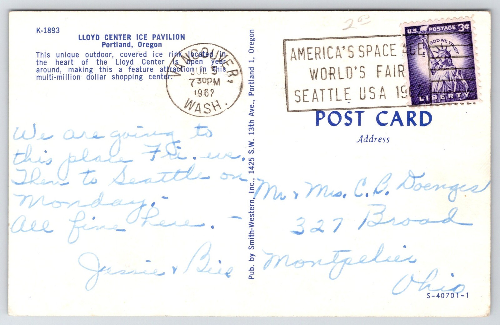 Portland Oregon~LL Riggs Pharmacy Above Ice Skating Rink~Lloyd Center Mall~1962
