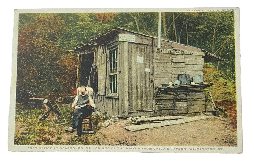 Vintage 1920s Postcard ~ Post Office ~ Searsburg Vermont VT
